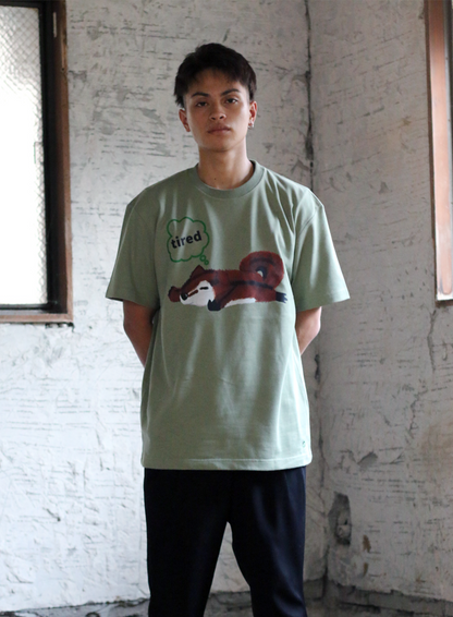 Organic Cotton Tee 【tired】 Smoke Green