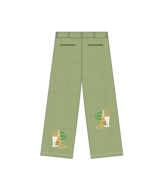 【新作】【受注生産商品】【Nekokaburi】 Wide Pants 【Smoke Green】