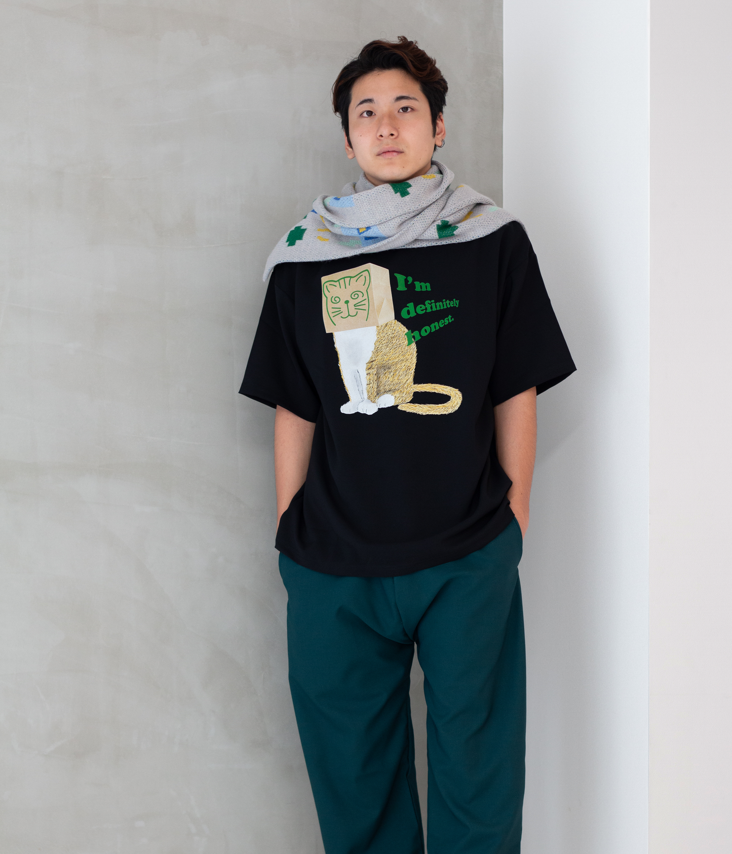 【Strange Jellyfish, Strange Cactus】 Scarf 【Ash】