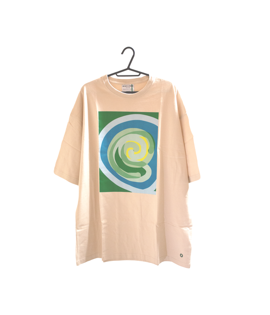 Big Tee 【entertaining around and around】 Cream Beige