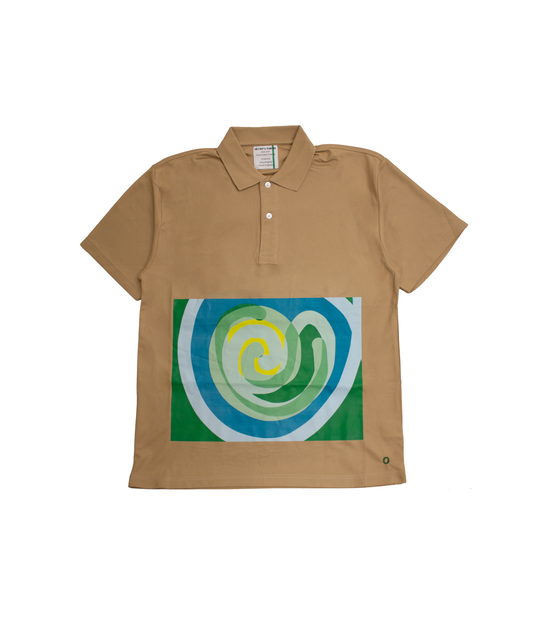 Polo Shirts 【entertaining around and around】 Sand Khaki