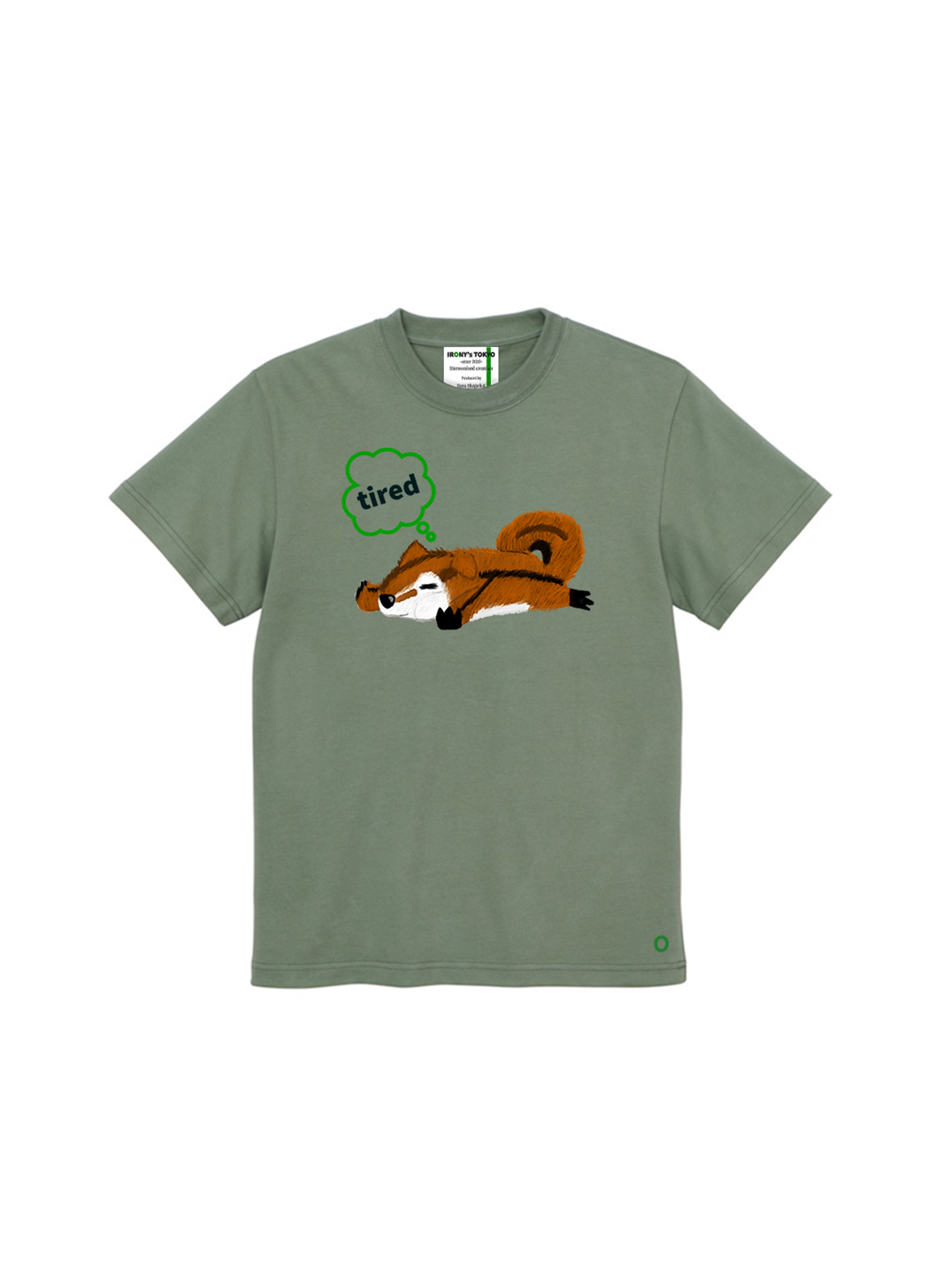 Organic Cotton T-shirts 【tired】 Smoke Green